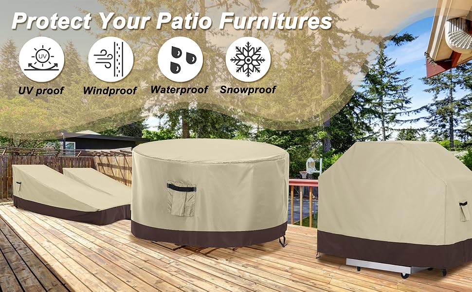 ABCCANOPY Table Cover Round Table Cover Outdoor Furniture