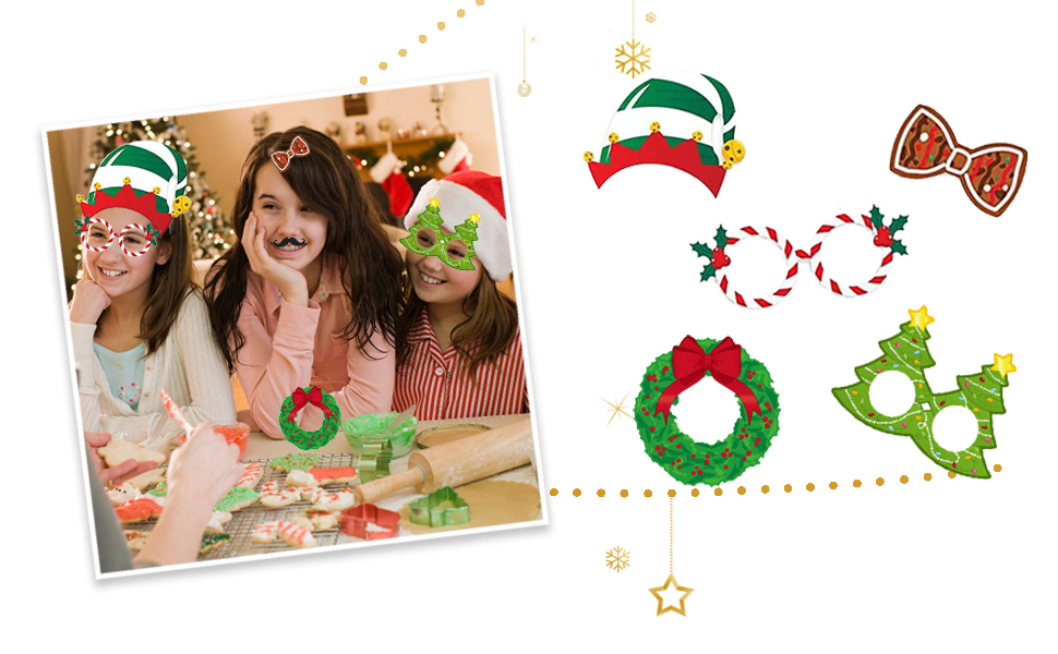 44pcs Christmas Glitter Party Props