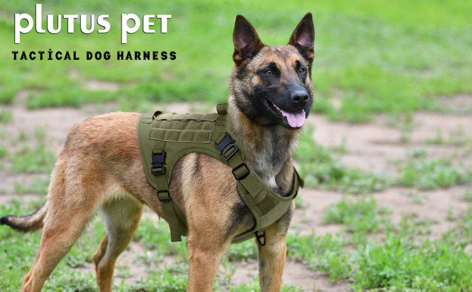 Plutus Pet Tactical Dog Harness with All Metal Buckles, Adjustable, No