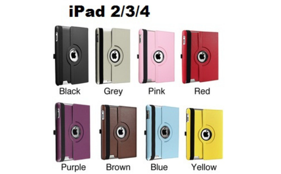 M Cart 360 Degree Rotating PU Leather Flip Back Case Cover for Apple iPad 2 / iPad 3 / iPad 4