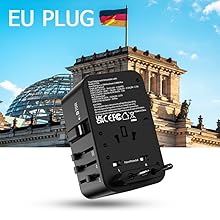 FOVAL European Travel Plug Adapter, Universal Travel Adapter with Retractable US... 20 us to europe plug adapter