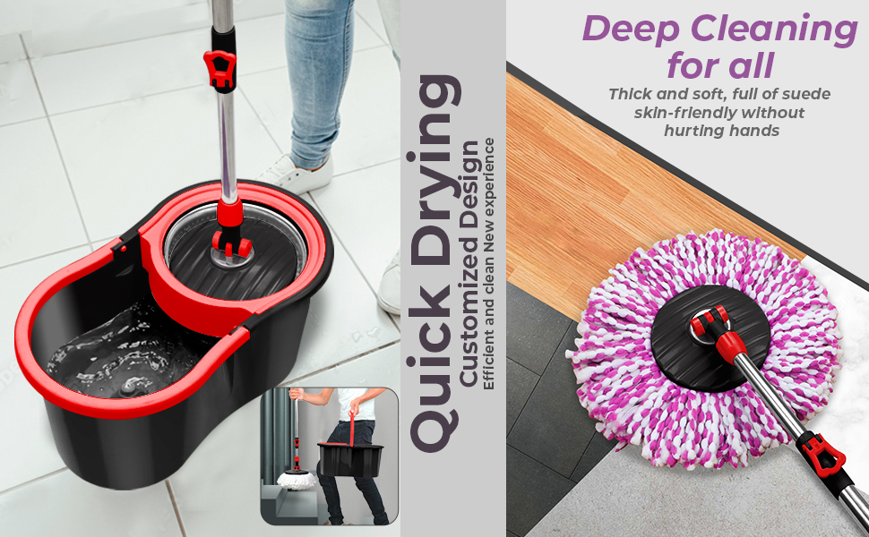 Enyaa Realmopman Premium Spin Mop and Buckets Sets, Microfibre Floor