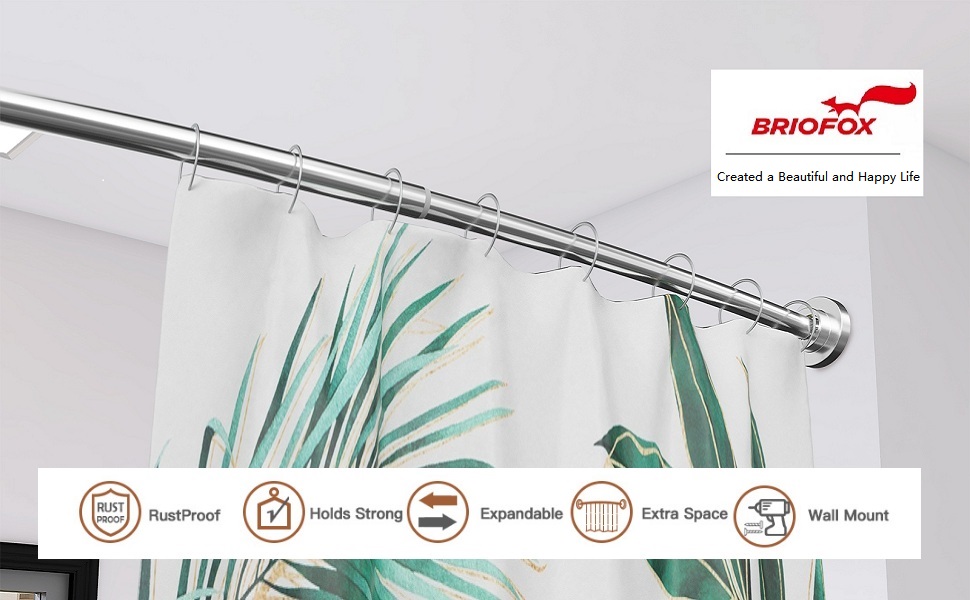 BRIOFOX Adjustable Curved Shower Curtain Rod 4272 Inches