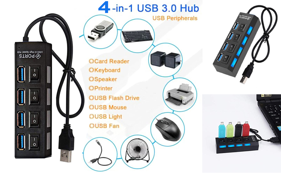 buddies cart Portable Mini USB Expander 4 Port USB 3.0 Hub Splitter