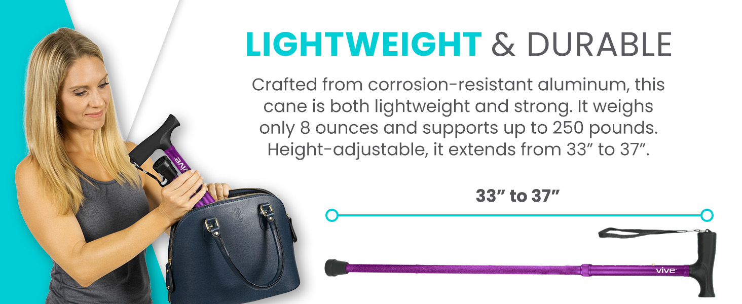 vive folding walking cane men women foldable