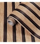 Yun-aeon Natural Wood Peel and Stick Wallpaper Wood Slats - 17.7"x 120" Tan Self-Adhesive Waterpr...