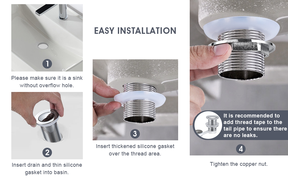 Peppermint Basin Waste Unslotted Sink Waste Pop Up Click Clack Waste