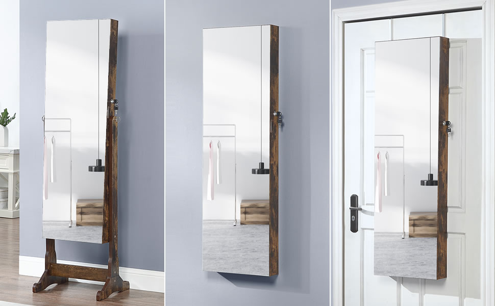 GISSAR Jewelry Organizer Full Length Mirror Jewelry Standing/Wall/Hanging