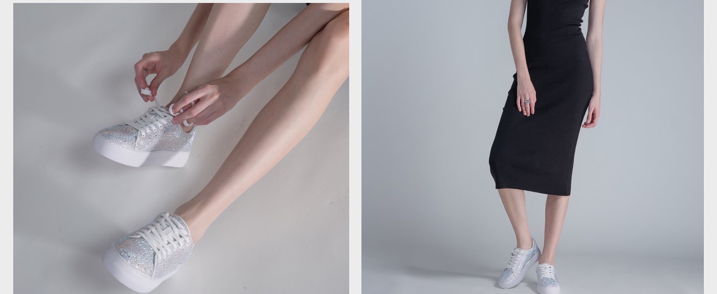 Sparkle Rhinestone Sneakers for Women Bling Sneakers