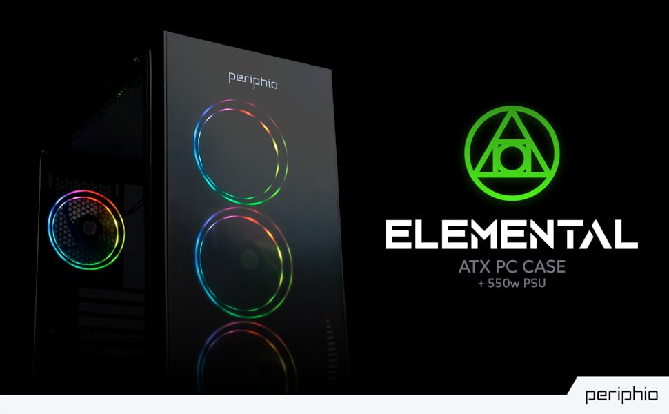 Periphio Elemental MidTower ATX PC Gaming Case Power
