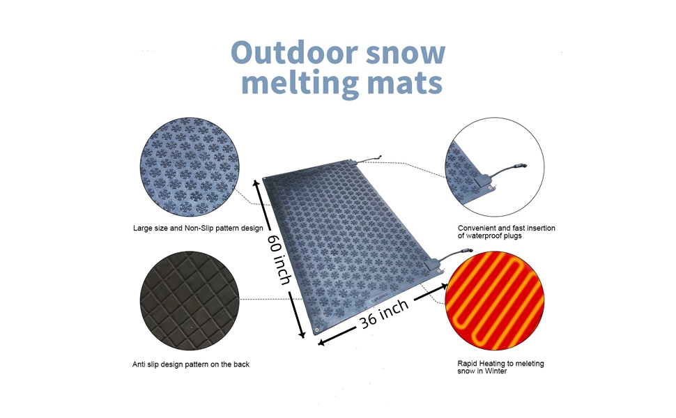 EHRJDWXLarge Size Snow Melting Mats for Driveway,Upgraded Outdoor