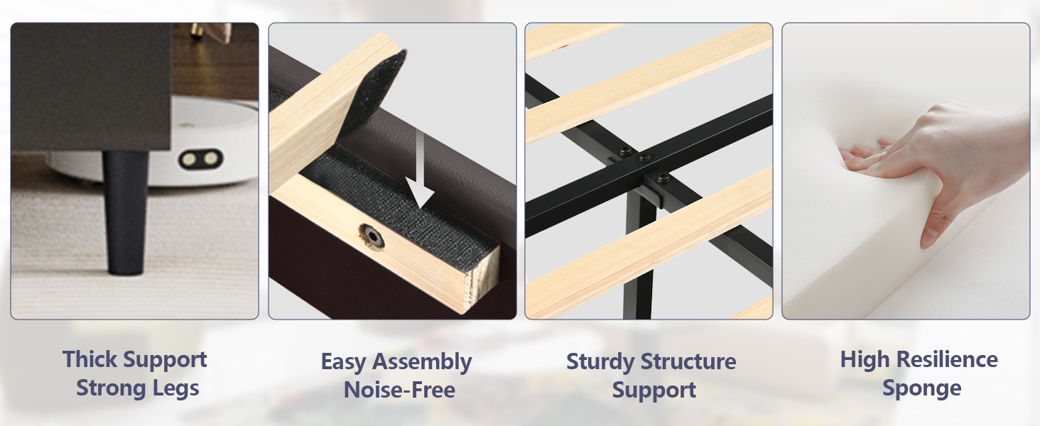 HOMBCK Twin Size Bed Frames with Headboard, Upholstered