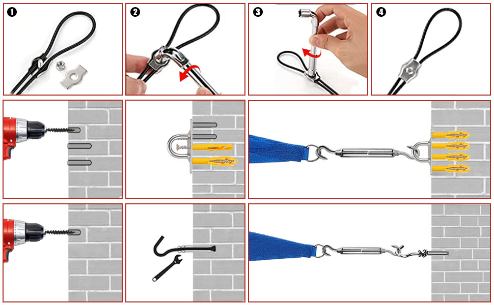 Pyinlon Shade Sail Hardware Kit for Triangle Rectangle Sun