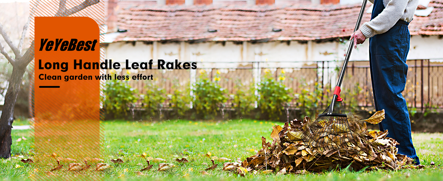 75 Inch Rake for Leaves, Adjustable Head with 18 Metal