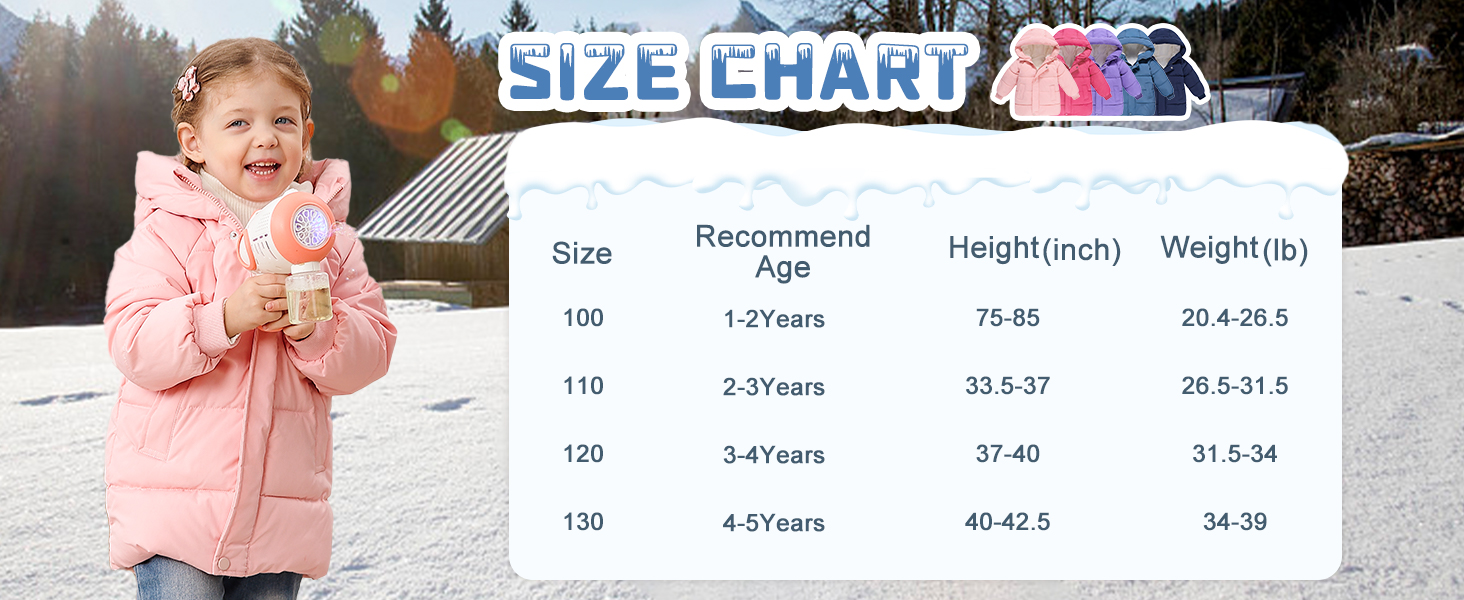 girl winter coat todder pink puffer jacket kids warm fleece liner clothing outerwear with pocket