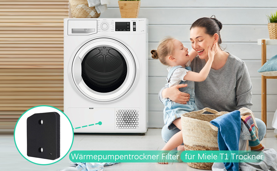 2 Stück Trockner Filter für Miele T1 9164761 Wärmepumpentrockner, Fein/Grob 207 x 157 x 30MM
