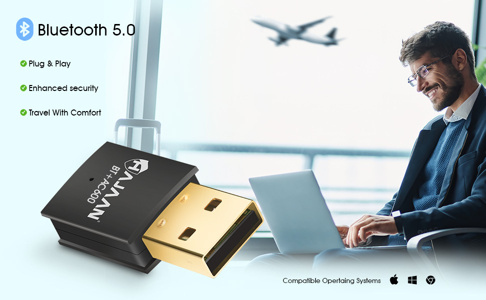 HAJAAN USB 2in1 WiFi and Bluetooth Adapter 600Mbps 2.4/5