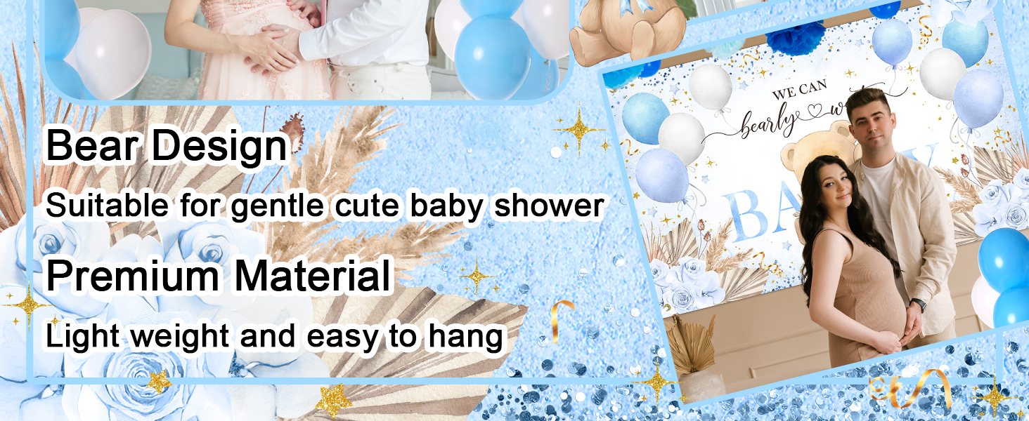 blue baby shower backdrop