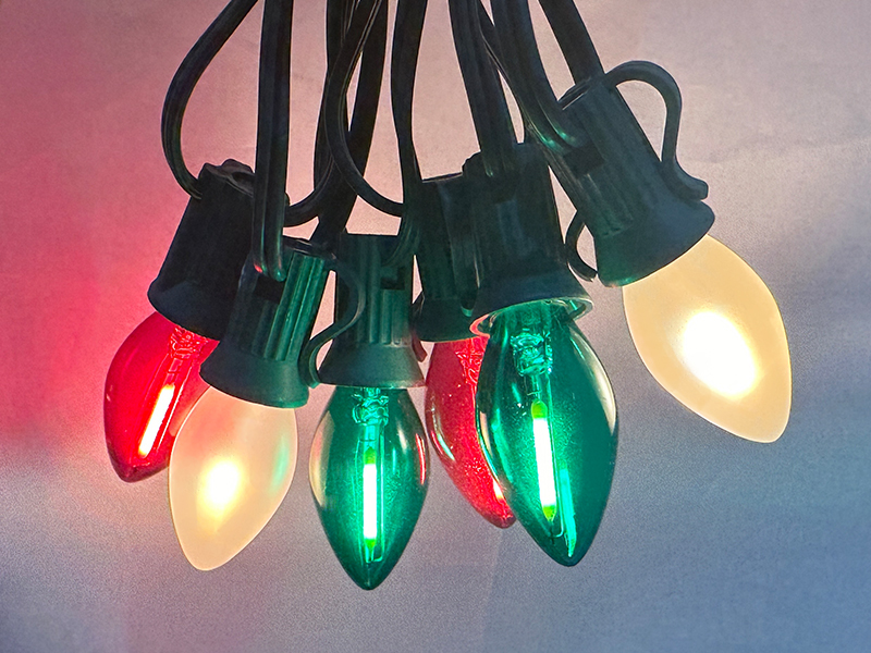 25FT Red Green White Christmas Lights,Multicolor LED C7 Christmas