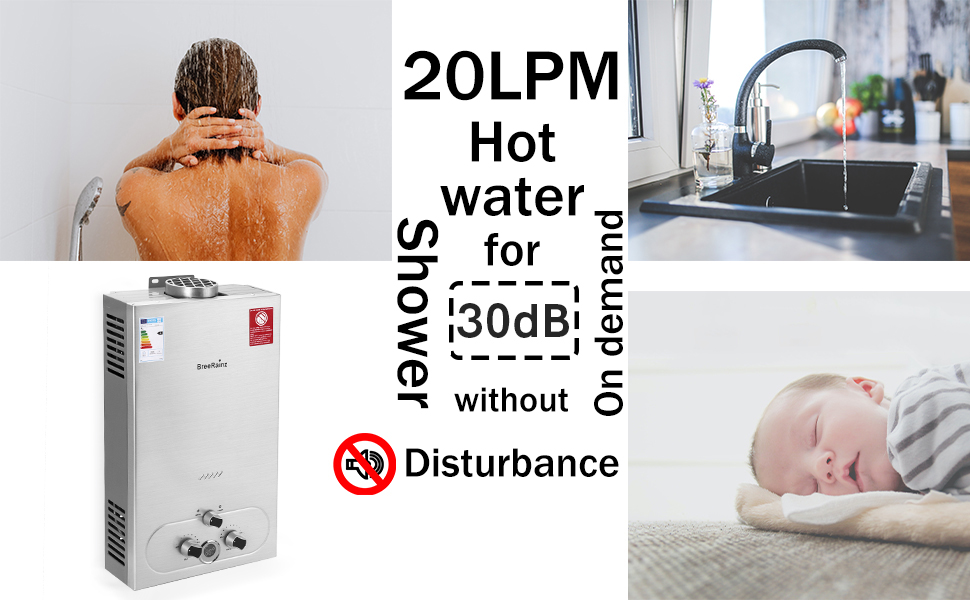 20LPM Propane Water Heater,40KW Tankless Water Heater w/Super Low 1.5