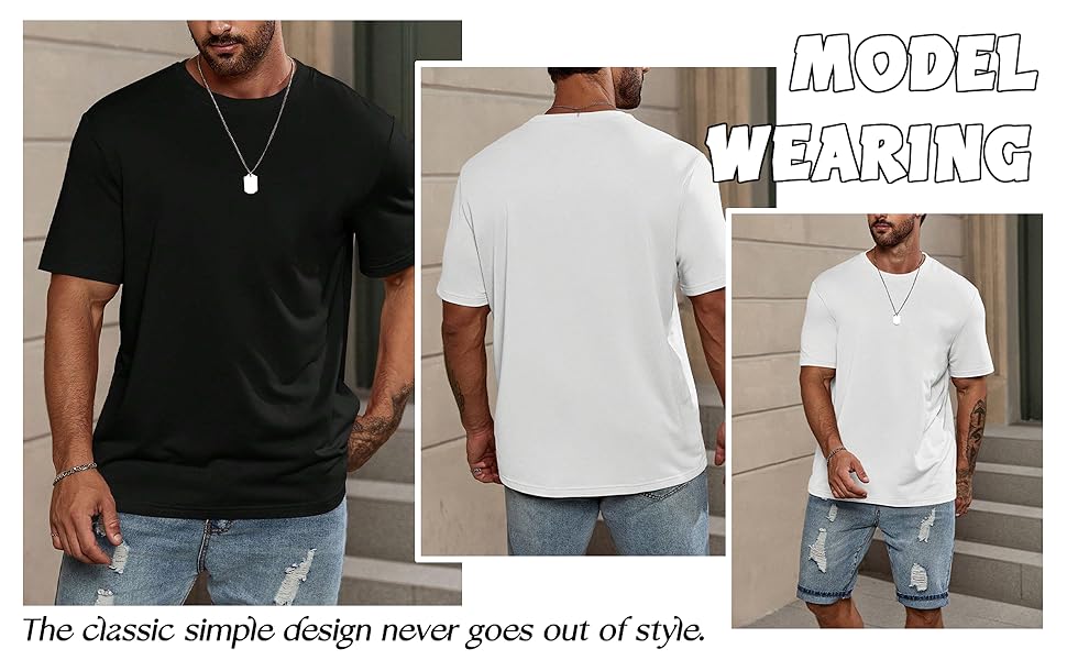 T-Shirt for Men Cotton Short Sleeve Crew Neck Tee