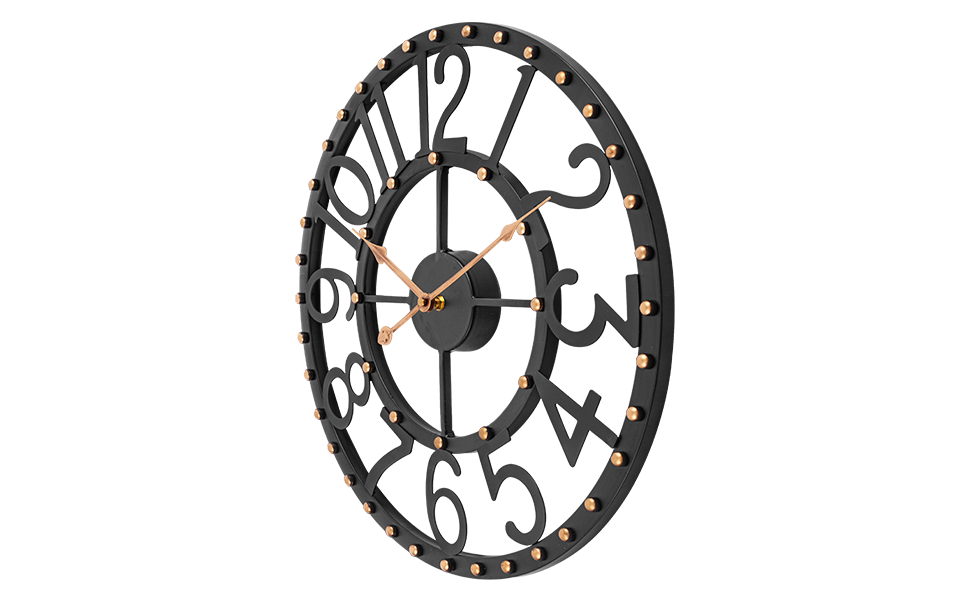 Mofine Metal Wall Clocks for Living Room Decor, Black