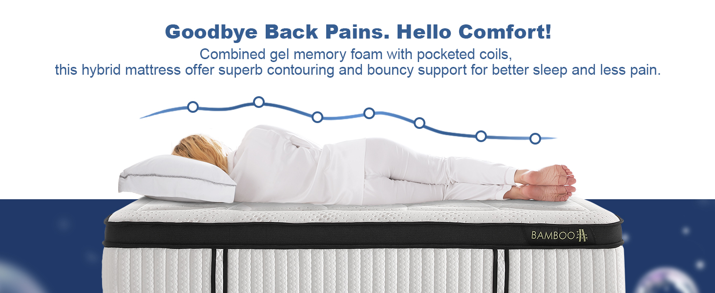 Hybrid memory foam mattress for back pain relief