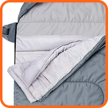 open sleeping bag displaying features