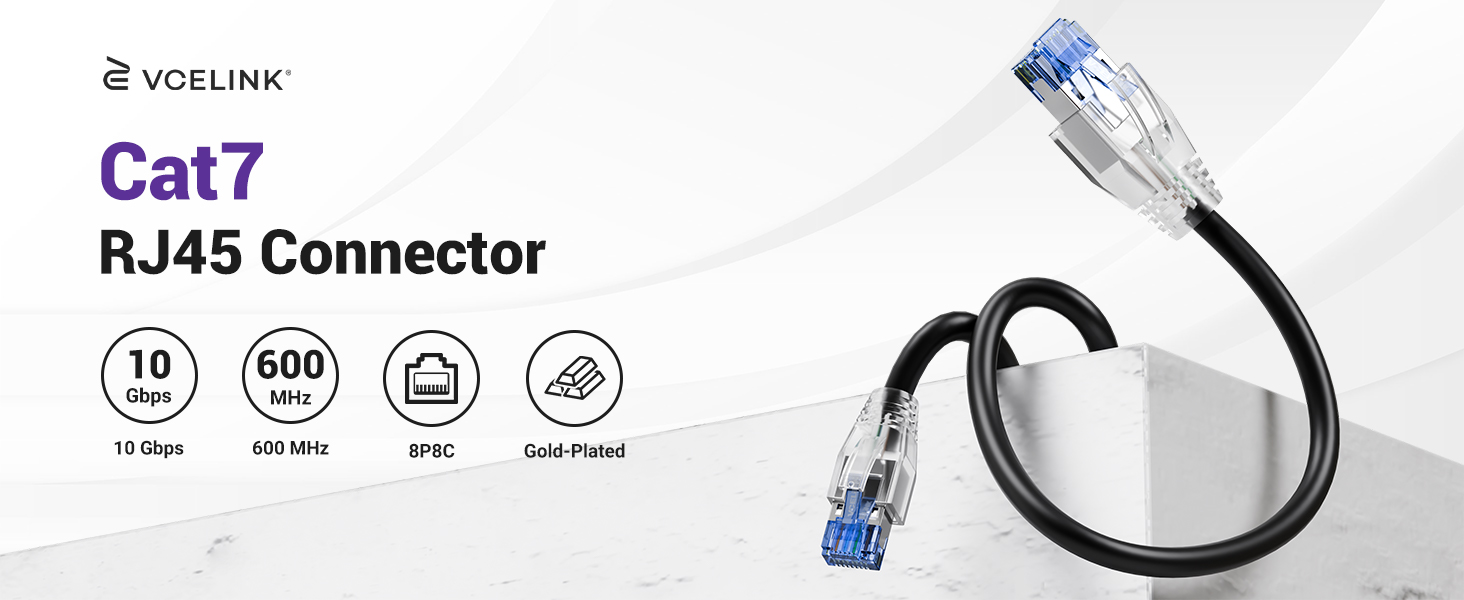 VCELINK Cat6A RJ45 Connector Shielded Non-Pass Through 25-Pack