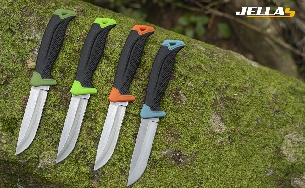 Jellas Bushcraft knife, 8Cr Fixed Blade Knife, 9inch