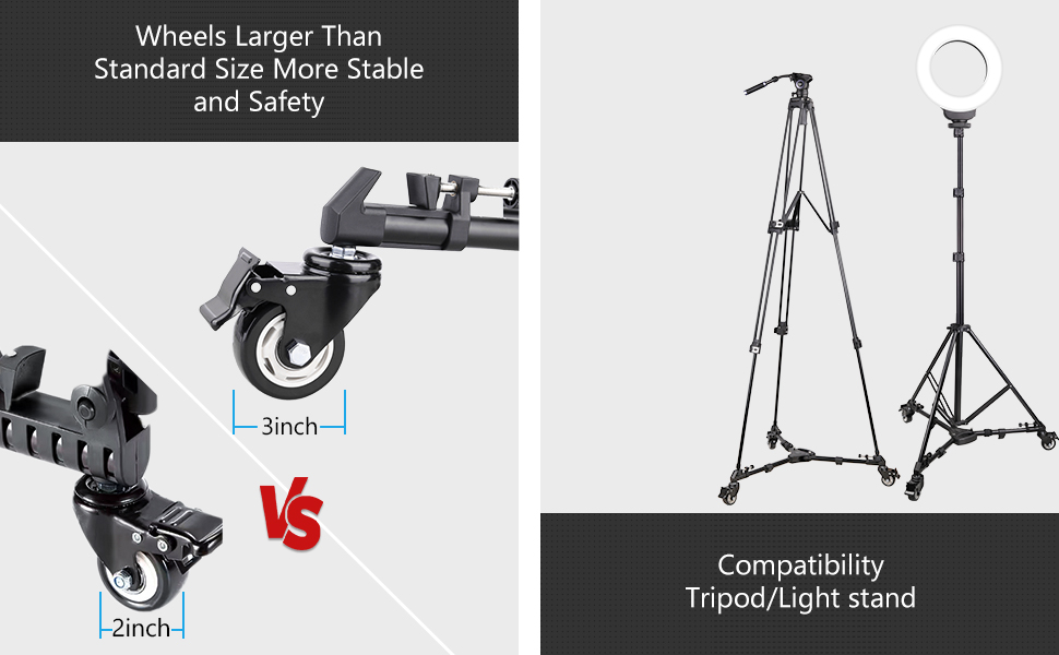 Camera Dolly Tripod Dolly Tripod Wheels with Larger 3inch