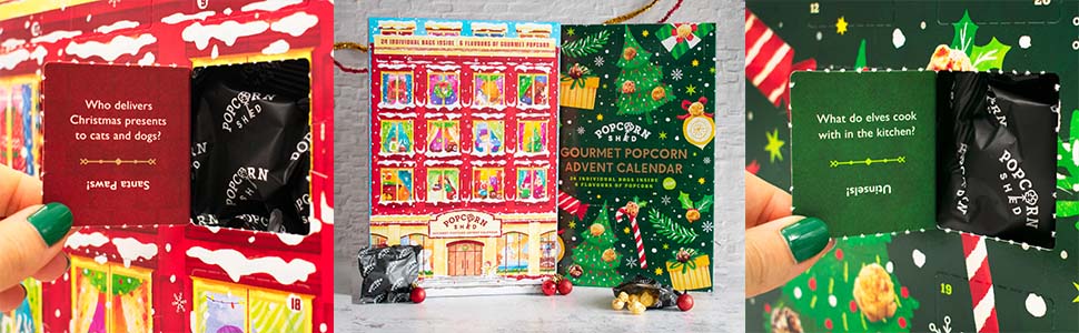 Gourmet Popcorn advent calendars, six gourmet flavours, non-chocolate advent calendar