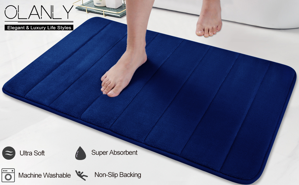 OLANLY Memory Foam Soft Bath Mats NonSlip Absorbent Bathroom Rugs