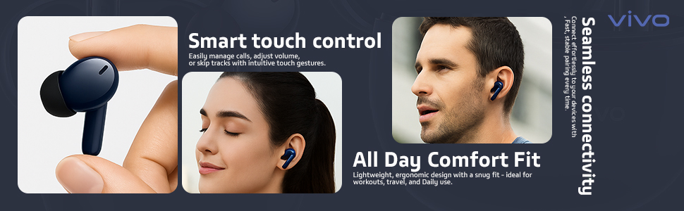 Smart Touch Control & All Day Comfort - Vivo TWS 3e Wireless Earbuds