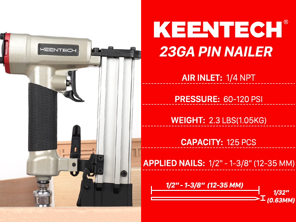 キネヤ　KINEYA MODEL300 KEENTECH Pneumatic Pin Nailer 23 Gauge, Pin Nail Gun with
