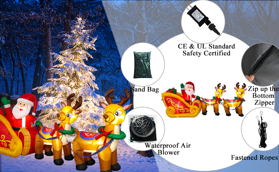 8 Feet Long Christmas Inflatables with LED Light Kalolary Christmas