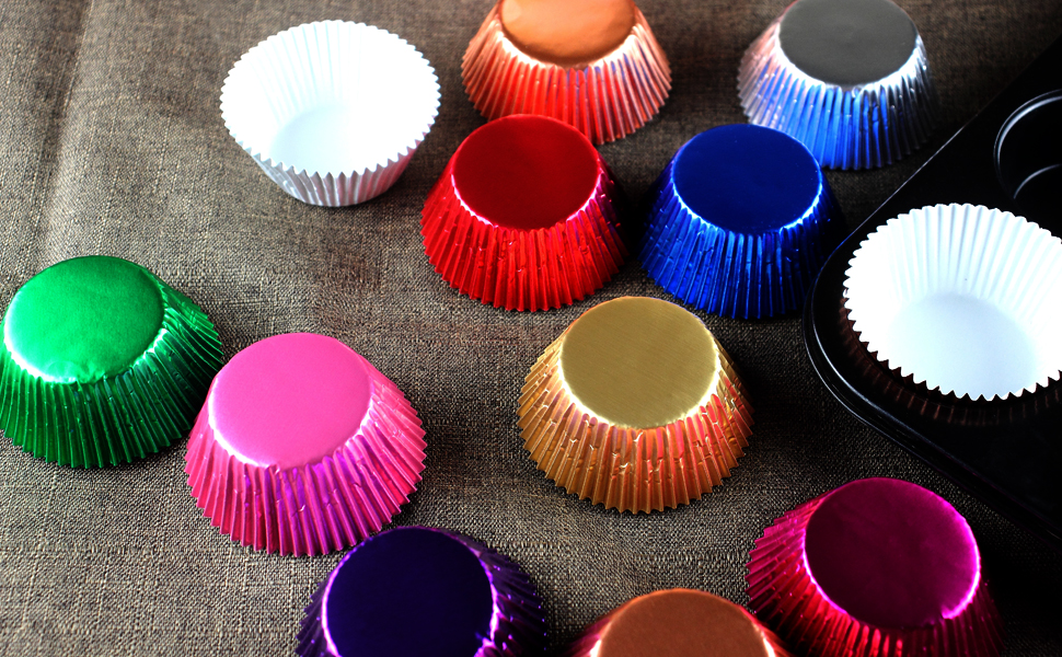 Foil Cupcake Liners, Baking Cups Standard Muffin Wrappers