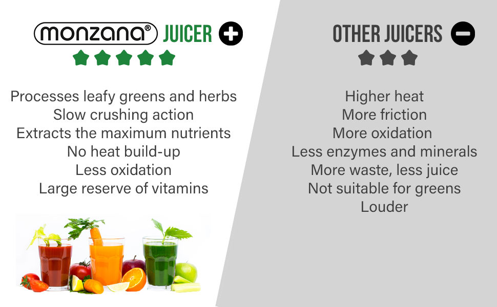 Monzana Slow Juicer Machine Cold Press 500W Kitchen Masticating Juice Soup Maker