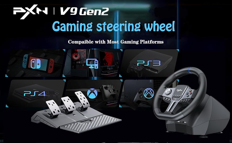 Amazon.com: PXN V9 Gen2 Gaming Racing Wheel With magnetic