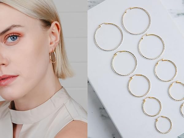 sky/AGMES HOOP PIERCE (S) ゴールド アパルトモン Silver/14K Yellow Gold Bujukan J Hoop Earrings. SKU