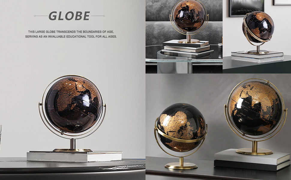 WFLWLHH Decorative World Globe with Metal Stand, World