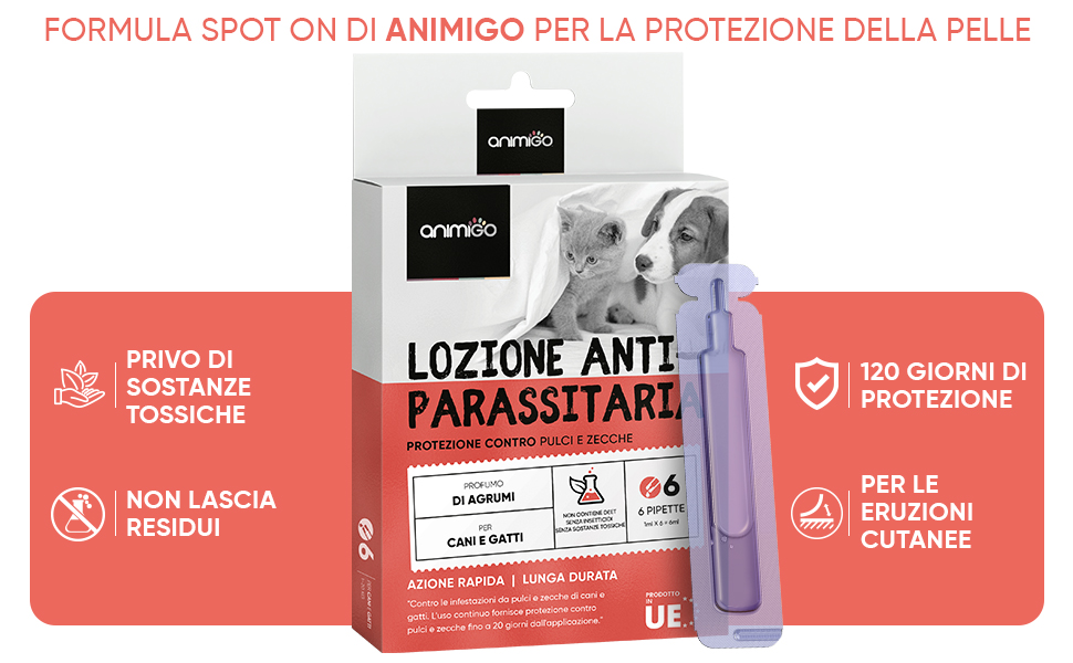 Pipette Antiparassitario Cani e Gatti Contro Pulci e Zecche Antipulci