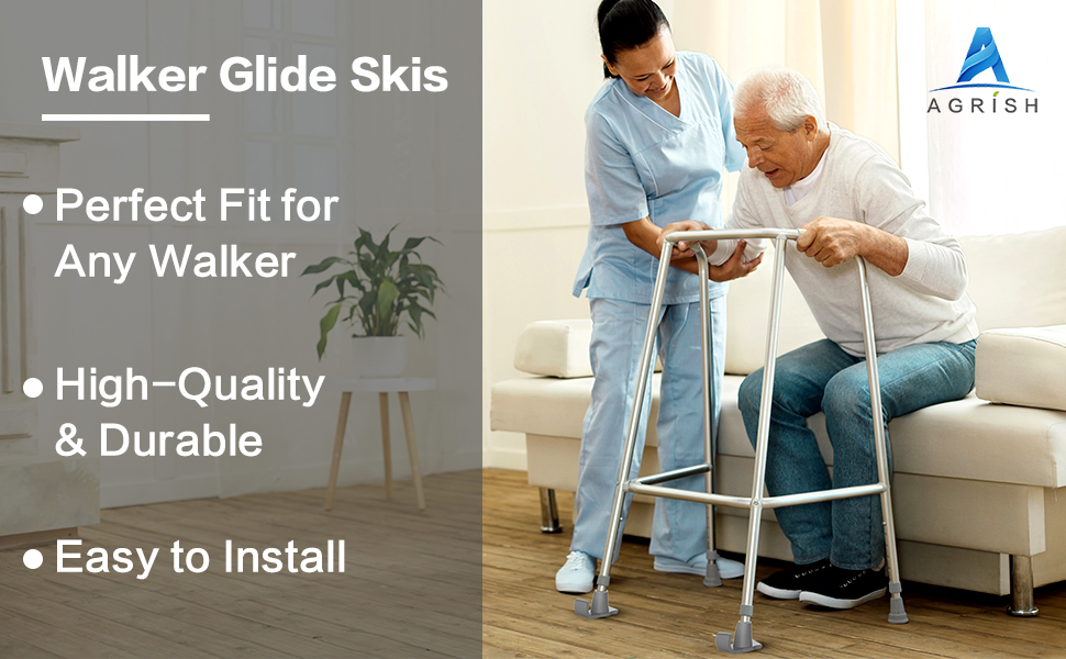 Agrish 4Pack Walker Glide Skis Durable and Smooth