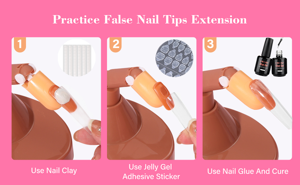 Nail Practice Finger for Acrylic Nails, 3PCS Adjustable Fake Mannequin
