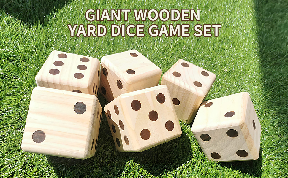 TopEmp Giant Wooden Yard Dice Games Set of 6pcs Fun Indoor