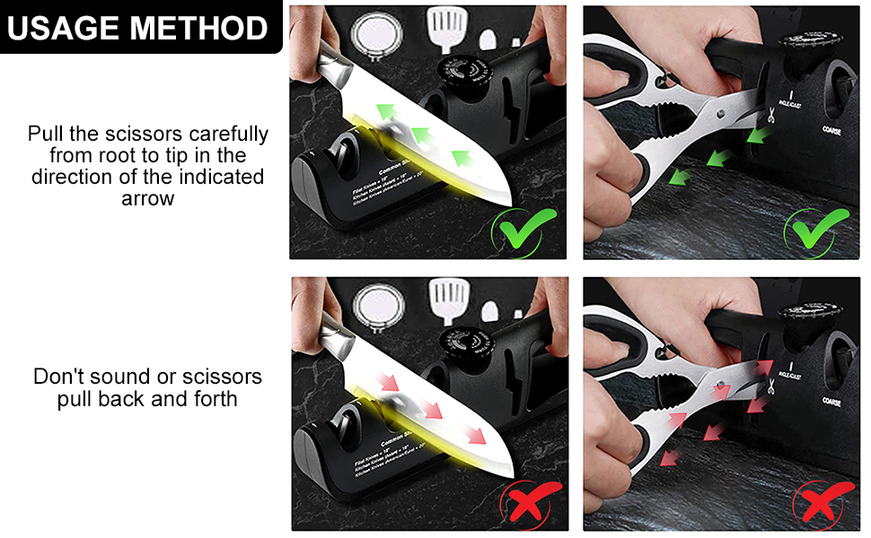 4 in 1 Knife Sharpener, Professional Sharpening 6 Step Adjustable Angle
