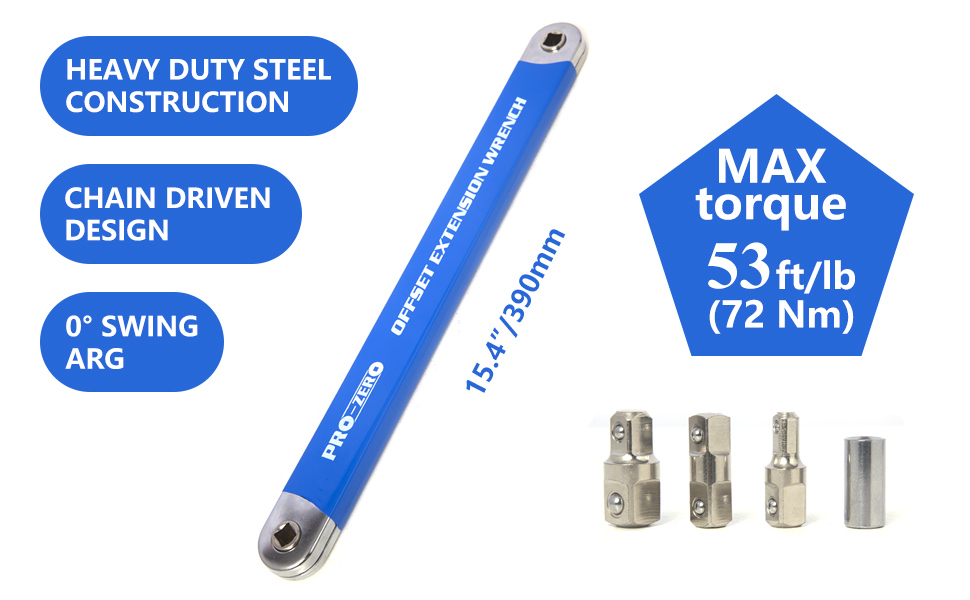 XXLFHBY 3/8" Offset Extension Wrench, 15" Impact Ready Socket Wrench