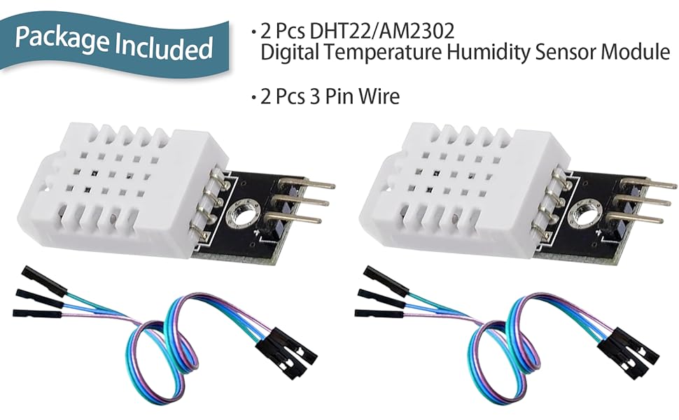 DIGISHUO 2Pcs DHT22/AM2302 Digital Temperature and Humidity Sensor ...