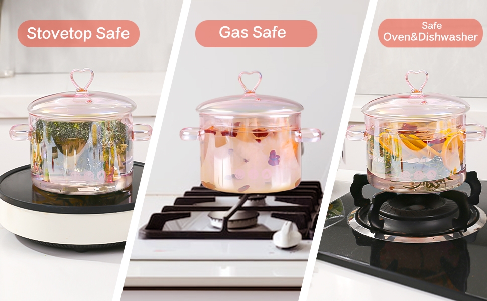 1.5L Pink Glass Potpourri Pot, 1500ml (51oz), Glass Cooking