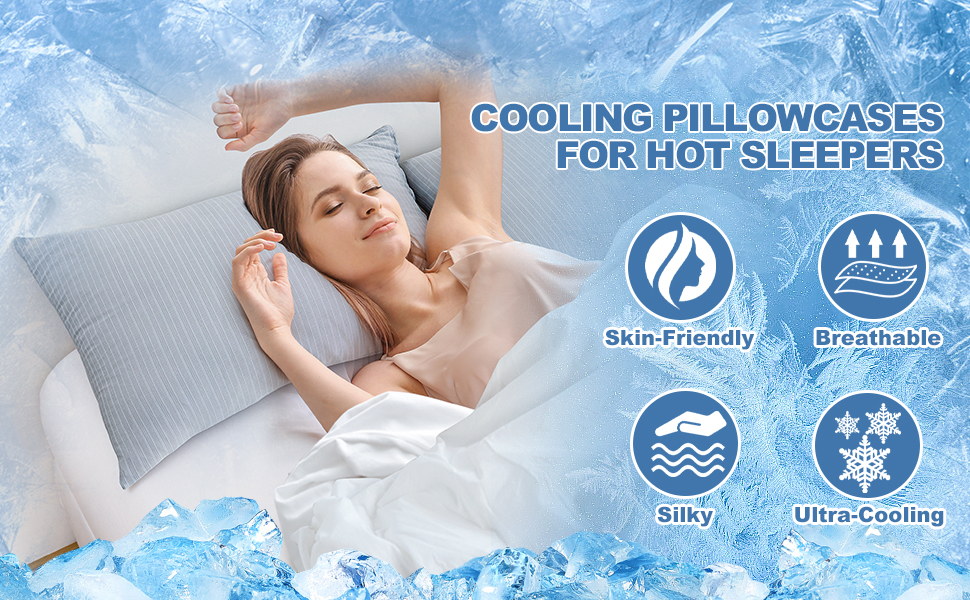 Cooling Pillow Cases 2 Pack, QMax 0.4 Cooling Pillowcases for Hot Sleepers, Cool